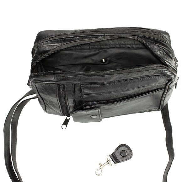 Men Leather Cross Body Bag, Messenge Bag, Travel Organizer Bag, Black - Picture 7 of 14